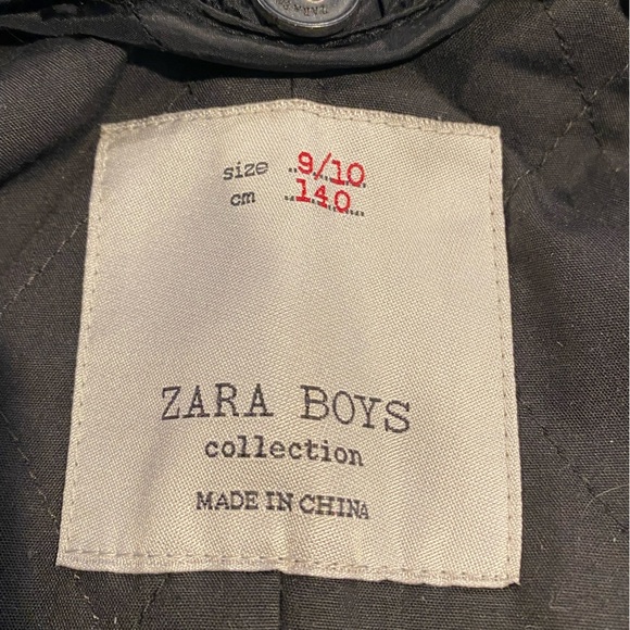 ZARA KIDS Gray on Grey Herringbone Jacket with hood  Size 9/10 - Picture 4 of 11